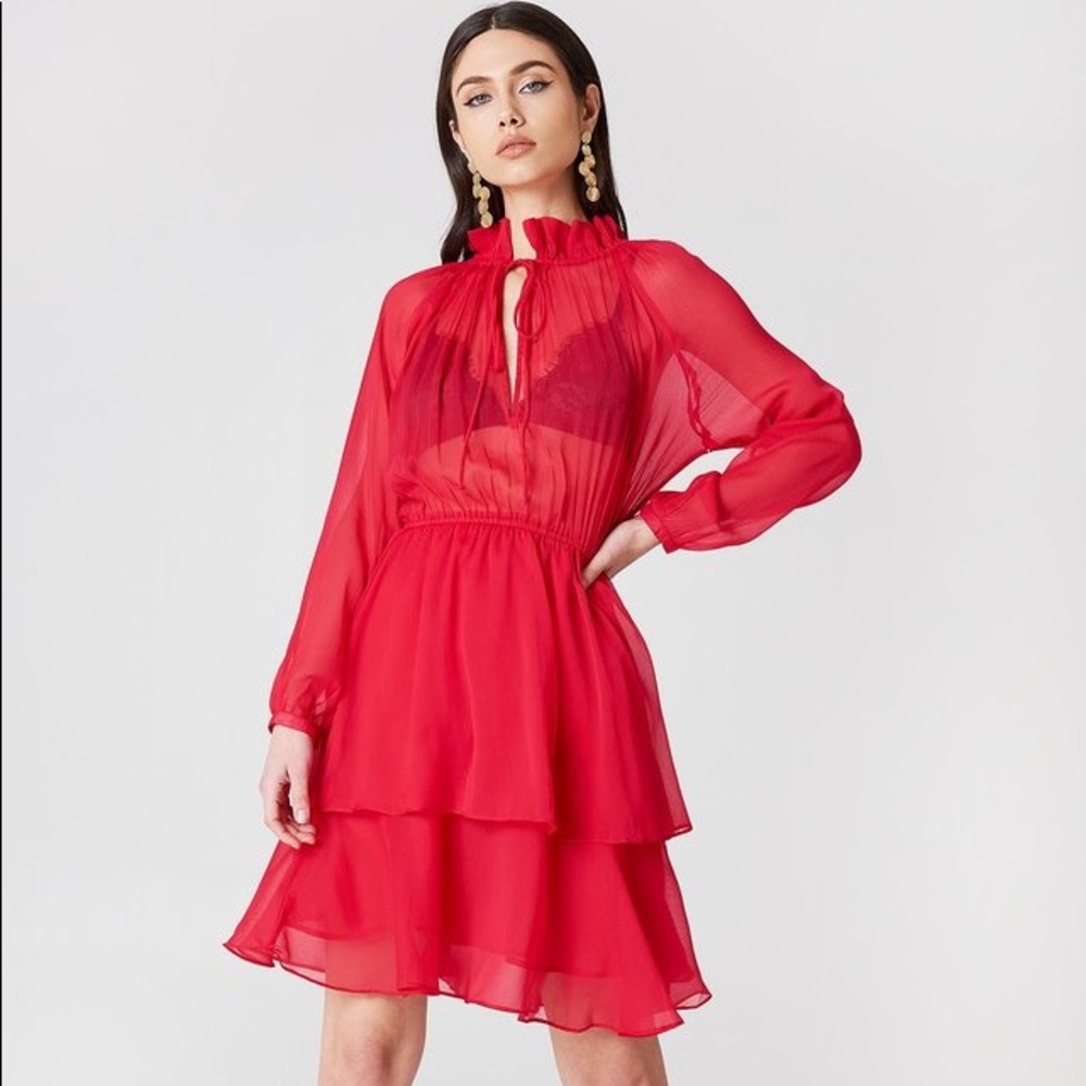 NA-KD High Frill Neck Dress